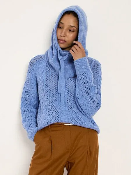 LANIUS LANIUS Balaklava-Hoodie, Light blue melange, – Produktbild 4 von 4