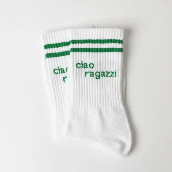 arrel arrel ciao ragazzi Statement Socken, Weiß/grün(weiß), – Produktbild 1 von 1