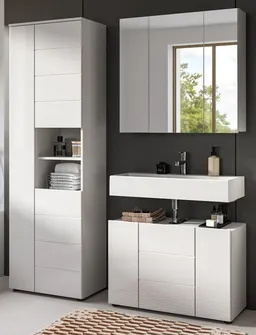 Inn.Furn Hochschrank Larik (Badschrank in weiß Hochglanz, 3-türig, 60 x 190 cm) mit 11 Fächern – Produktbild 1 von 1