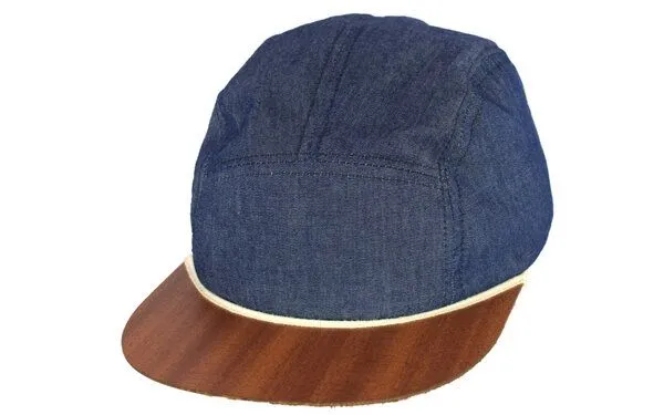 Lou-i Lou-i Jeans-Cap mit edlem Holzschild - Made in Germany - Denim Snapback, Dunkelblau, – Produktbild 4 von 4