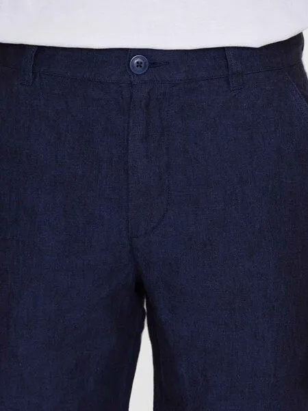 KnowledgeCotton Apparel KnowledgeCotton Apparel Leinen-Shorts CHUCK, Yarndyed total eclipse, – Produktbild 3 von 3