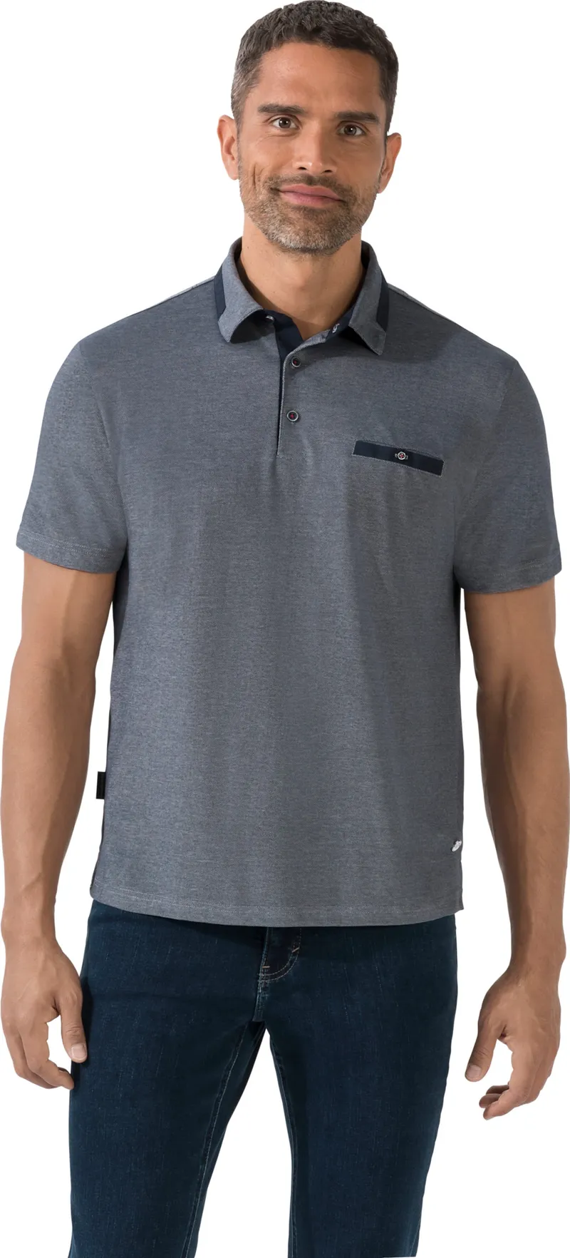 marco donati Kurzarm-Poloshirt, Blau, – Produktbild 2 von 2
