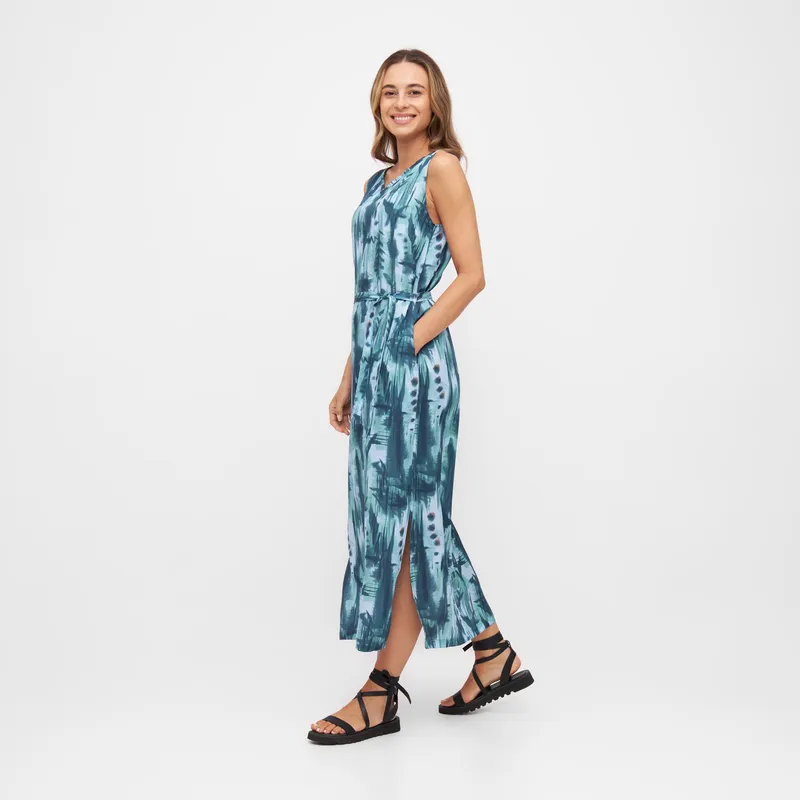 WiDDA Widda Damen vegan Kleid Vani Aquarelle Print Blau, Teal, – Produktbild 1 von 2