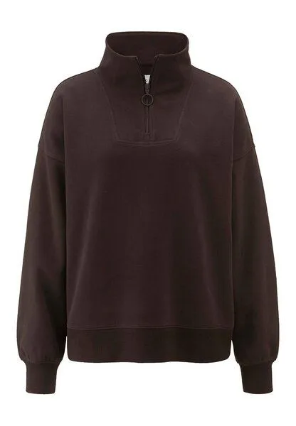 hessnatur hessnatur Troyer-Sweatshirt Oversize aus Bio-Baumwolle mit recycelter Baumwolle, Espresso, – Produktbild 3 von 4