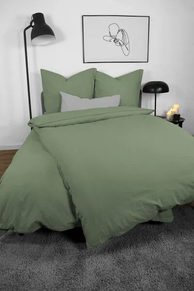 jilda-tex jilda-tex Bettwäsche 100% Bio-Baumwolle 135x200cm / 155x220cm 200x200cm, Salbeigrün ( grün ), – Produktbild 1 von 4