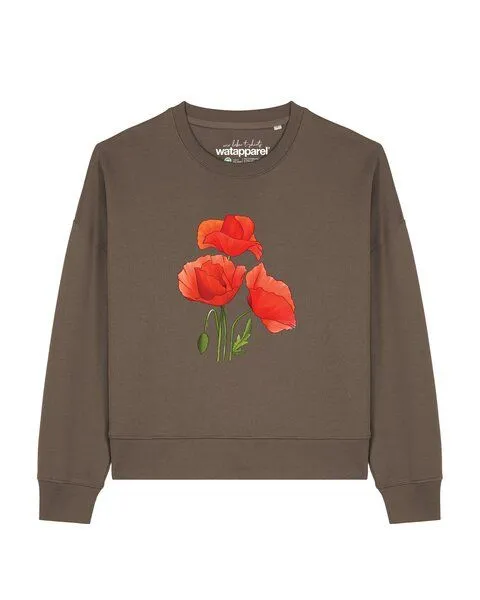 watapparel watapparel Sweatshirt Frauen Poppy Flowers, Mocha, – Produktbild 1 von 2