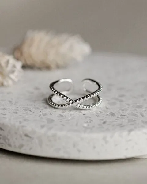 lille mus lille mus Ring 'Doppelperlen' 925 Silber, Silber, – Produktbild 1 von 2