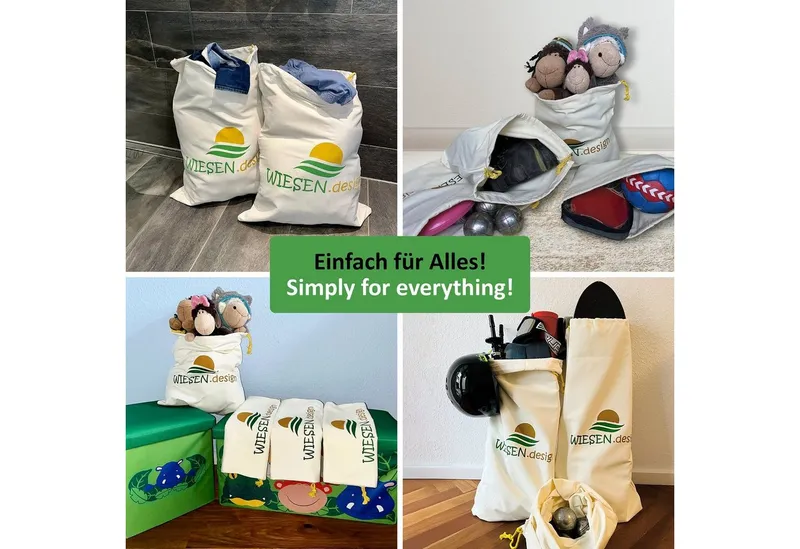 WIESEN.design Wäschesack Set, Baumwollbeutel mit Kordelzug, verstärkte Nähte, außergewöhnliche Grammatur von 280g/m² - EINZIGARTIG – Produktbild 5 von 5