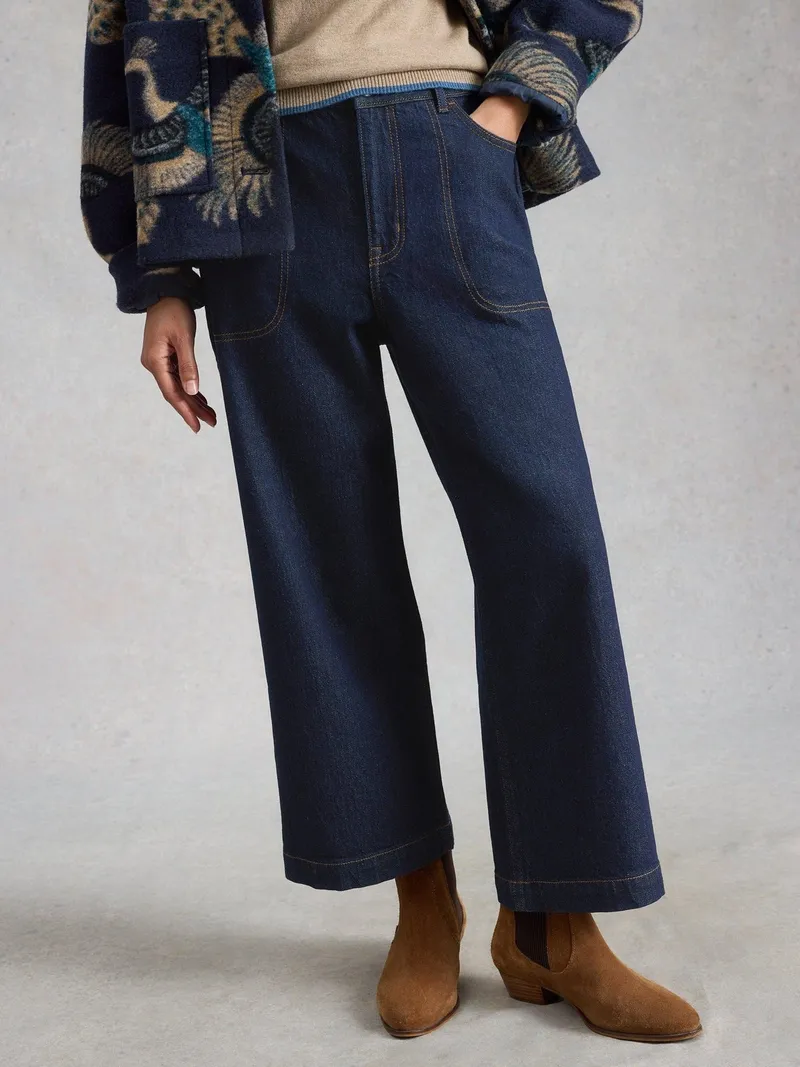 White Stuff 7/8-Jeans Tia mit weitem Bein - 34/R, Dunkeldenim, – Produktbild 2 von 4