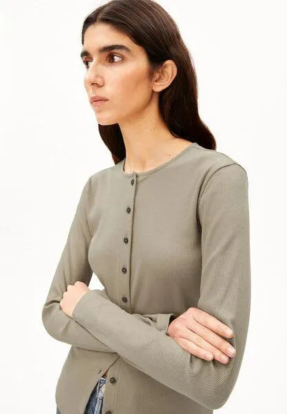 ARMEDANGELS ARMEDANGELS RIB BUTTON Damen Longsleeve aus Bio-Baumwoll Mix, Light sage, – Produktbild 5 von 5