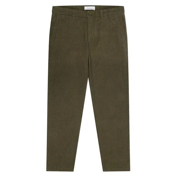 KnowledgeCotton Apparel KnowledgeCotton Apparel Chino Hose CHUCK Flannel aus Bio-Baumwolle, Grün (dark olive), – Produktbild 4 von 4