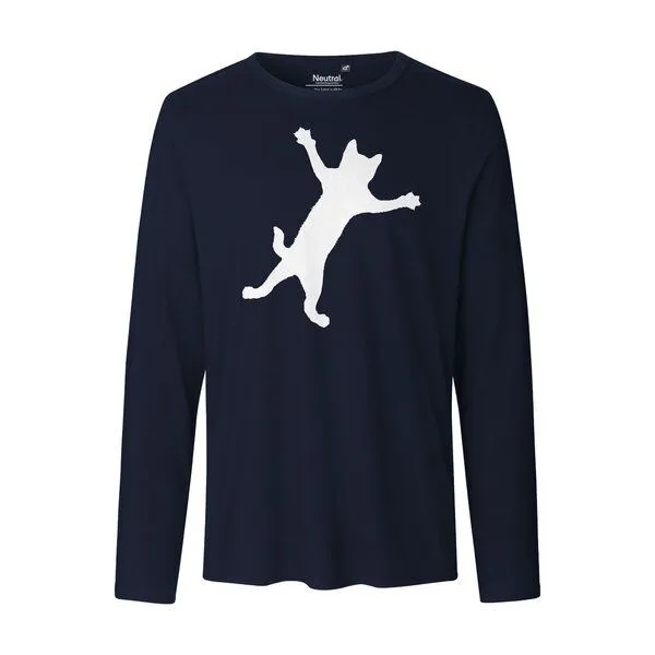 HANDGEDRUCKT HANDGEDRUCKT "Klammerkatze" Männer Longsleeve, Navy, – Produktbild 2 von 2