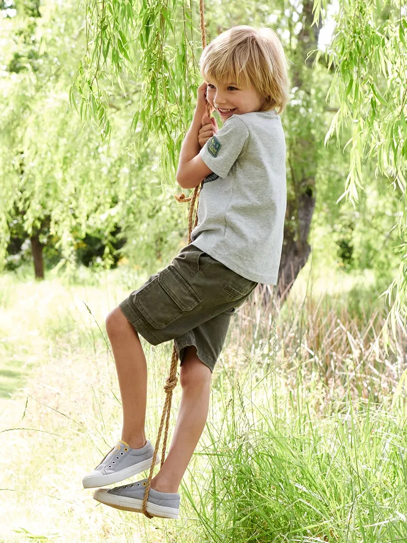 Vertbaudet Jungen Cargoshorts mit Dehnbund, Khaki, – Produktbild 1 von 4