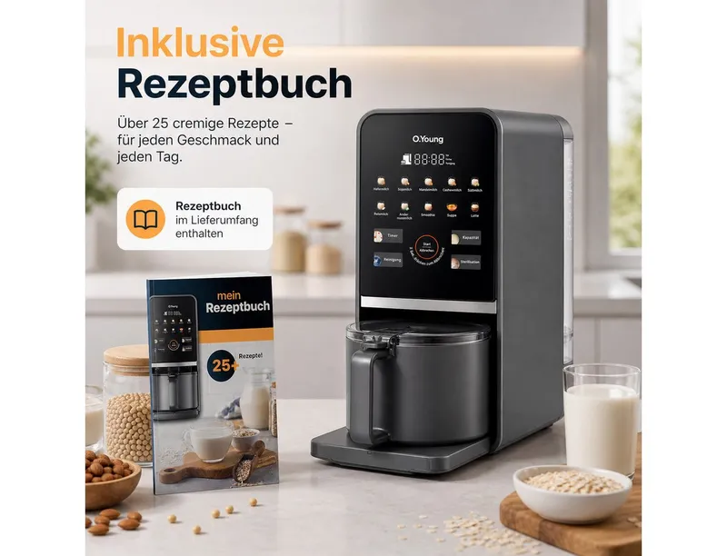 O.Young Standmixer O.Young Pflanzenmilch-Maker Selbstreinigend Standmixer Veganmilch, 1200 W – Produktbild 4 von 5