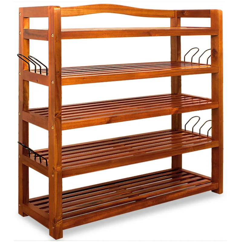 Casaria® Schuhregal aus Akazienholz 75x26x82cm, Braun, – Produktbild 1 von 2