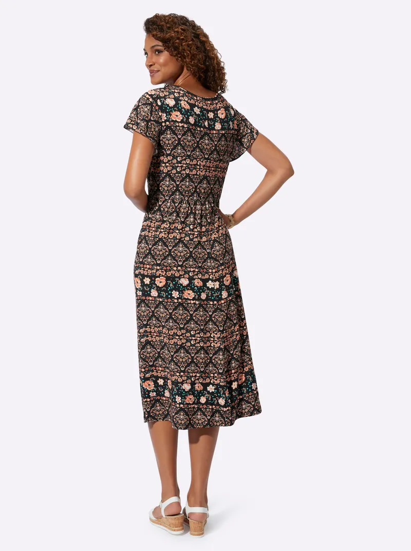 Witt Jerseykleid, Papaya-schwarz-bedruckt, – Produktbild 1 von 2