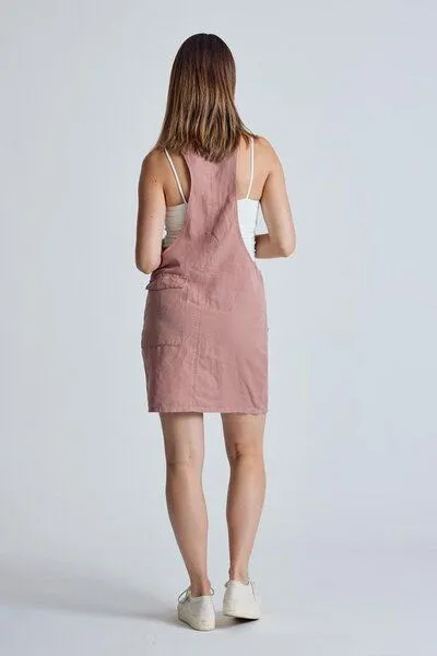 Flax and Loom Flax and Loom Leinen Latzkleid Peggy, Retro pink (rosa), – Produktbild 7 von 7