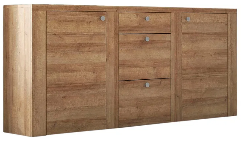 OTTO home Sideboard Larona, zeitlose Kommode mit 2 Türen, 3 Schubkästen, Türkommode, Höhe 84 cm, viel Stauraum, Anrichte mit dekorativer Rahmenoptik, Beige, – Produktbild 2 von 5