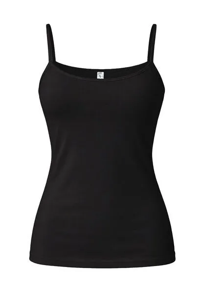 Haasis Bodywear Haasis Bodywear Damen Spaghetti Top, Glanzeinfass, 3er Pack, Bio Baumwolle, Schwarz, – Produktbild 2 von 4