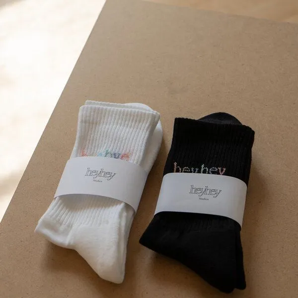 hey hey studios hey hey studios Unisex Socken „Rainbow“ aus Bio-Baumwolle, Schwarz, – Produktbild 2 von 2