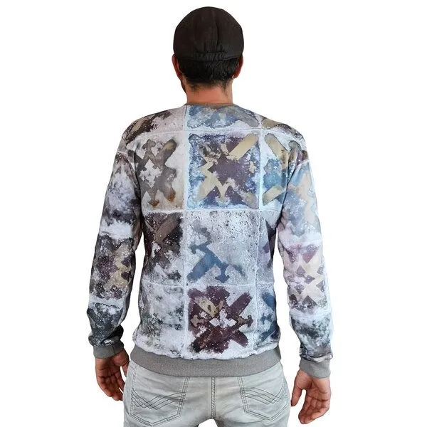 liebewicht liebewicht Pullover Hoodie Sweater grau bunt gemustert aus Biobaumwolle, Bunt/beige ohne kapuze, – Produktbild 2 von 4