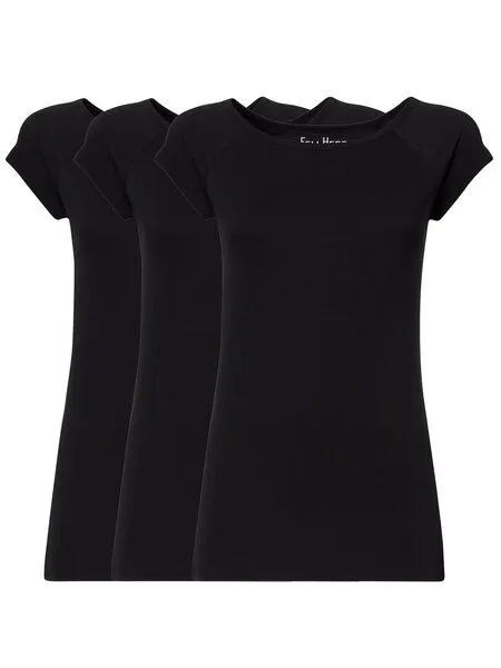 FellHerz FellHerz 3er Pack Damen T-Shirt, Schwarz, – Produktbild 3 von 5