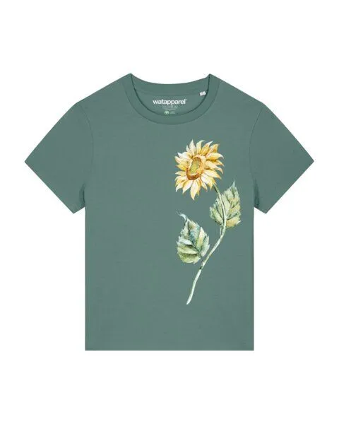 watapparel watapparel T-Shirt Frauen Sonnenblume, Green bay, – Produktbild 1 von 4
