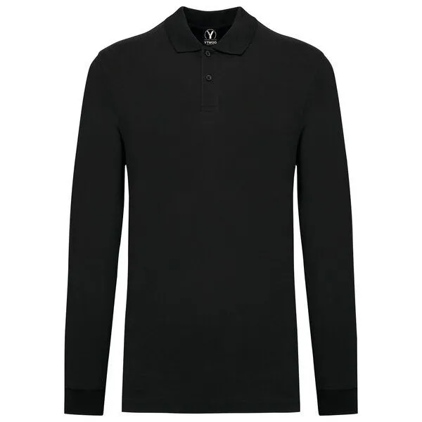 YTWOO YTWOO Herren Piqué-Polo Langarm, Schwarz, – Produktbild 1 von 3