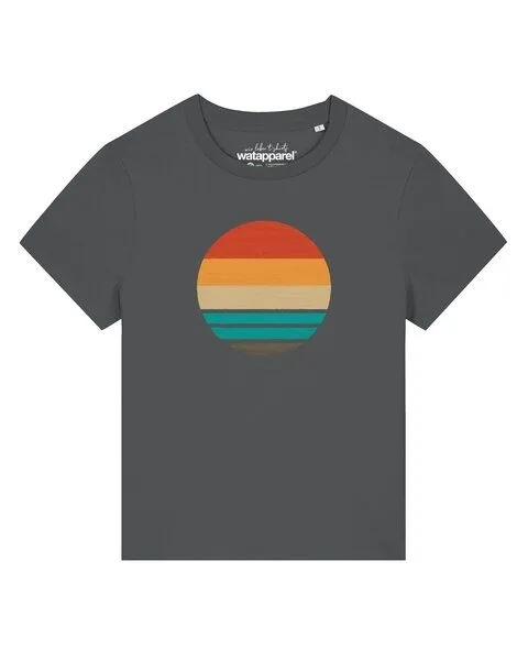 watapparel watapparel T-Shirt Frauen Retro Sunset Ocean, Anthracite, – Produktbild 1 von 2