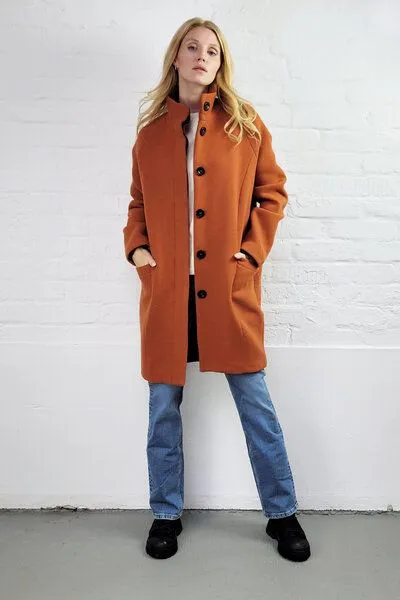Wunderwerk Wunderwerk Damen Mantel aus Schurwolle, "O-shape coat", Orange (487 amber), – Produktbild 1 von 3