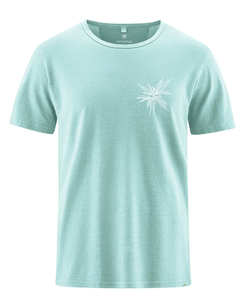 HempAge Hempage Herren vegan T-Shirt Timeless Mit Aufdruck Seeblau, Blau, – Produktbild 1 von 2