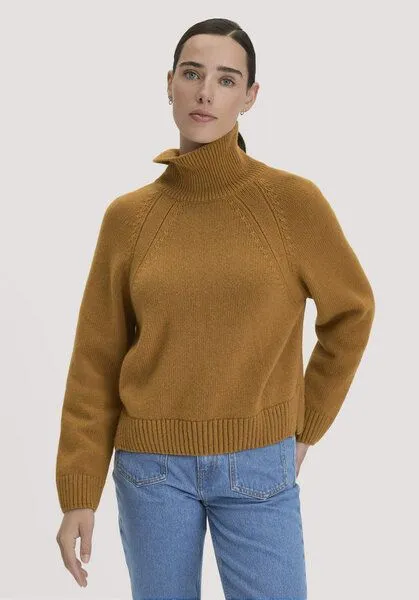 hessnatur hessnatur Strick Pullover Relaxed aus Bio-Merinowolle mit Bio-Baumwolle, Bernstein, – Produktbild 1 von 4
