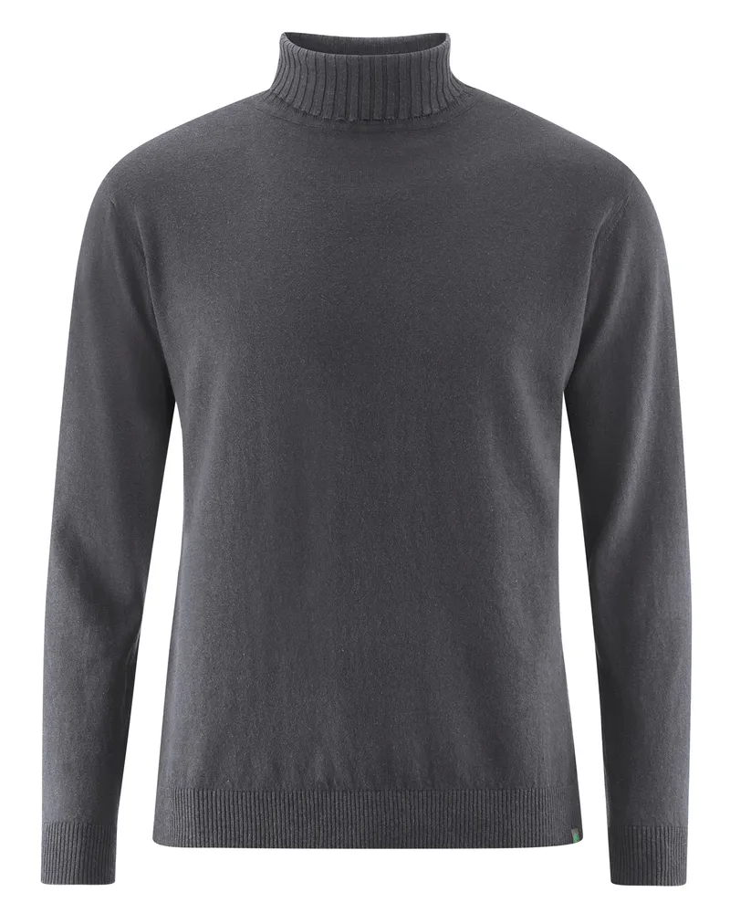 HempAge Hempage Herren vegan Feiner Rollkragenpullover In Anthrazit, Grau, – Produktbild 1 von 2