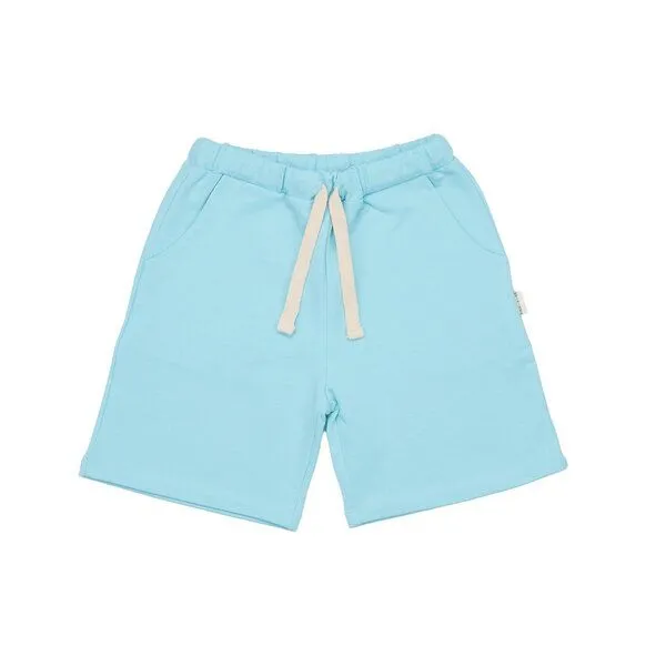 Walkiddy Kinder Shorts GOTS-zertifiziert aus Bio-Baumwolle, hellblau, elastischer Bund mit Kordelzug – Walkiddy Angel Blue, sommerlich & bequem, Blau, – Produktbild 1 von 2