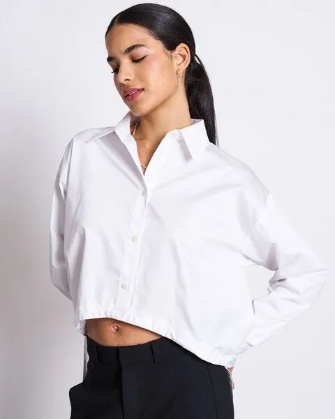 JAN N JUNE JAN N JUNE DRAWSTRING SHIRT ISTED WHITE, Weiß, – Produktbild 1 von 4