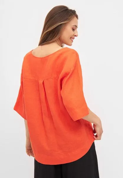 Givn Berlin Givn Berlin Bluse aus Leinen | Blusenshirt Harper, Sunset orange (orange), – Produktbild 2 von 4