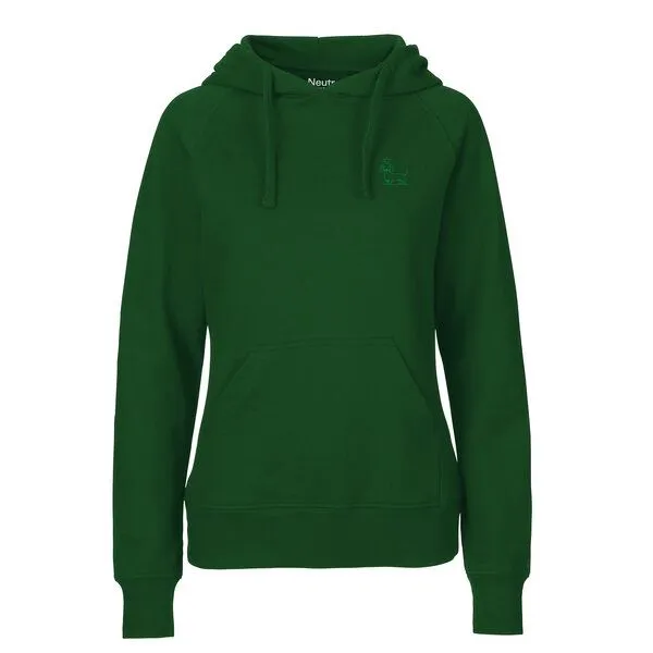 HANDGEDRUCKT HANDGEDRUCKT "König Wuff" Frauen Hoody aus reiner Biobaumwolle (kbA), Bottlegreen, – Produktbild 2 von 3