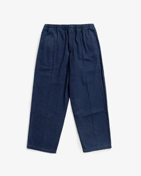 Rotholz Rotholz - Hose Pleated Wide Organic Cotton, Blau (herringbone blue), – Produktbild 3 von 4