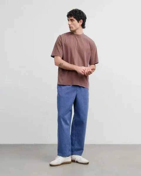 Rotholz Rotholz Basic T-Shirt mit breitem Kragen Bio Baumwolle, Braun (faded brown), – Produktbild 2 von 4
