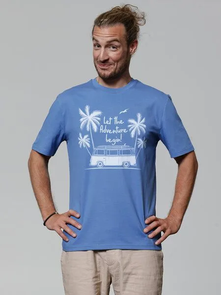 watapparel watapparel T-Shirt Unisex Let the adventure begin, Bright blue, – Produktbild 2 von 4