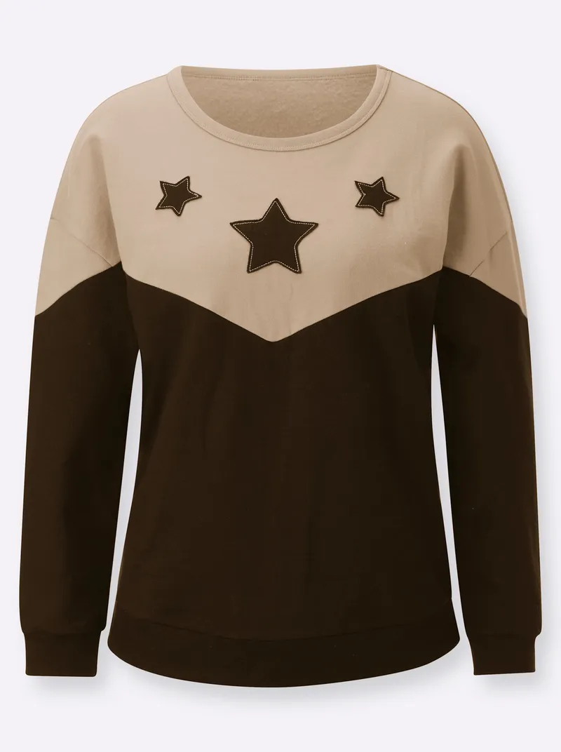 Witt Sweatshirt beige-schwarz, Beige-schwarz, – Produktbild 2 von 3