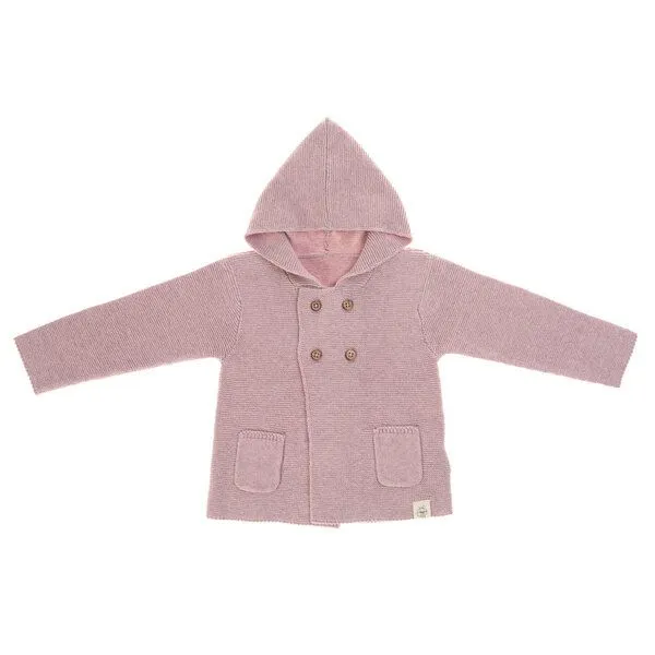 Lässig Lässig Baby Jacke - Knitted Hoodie GOTS, Garden Explorer, Aqua light pink, – Produktbild 1 von 2
