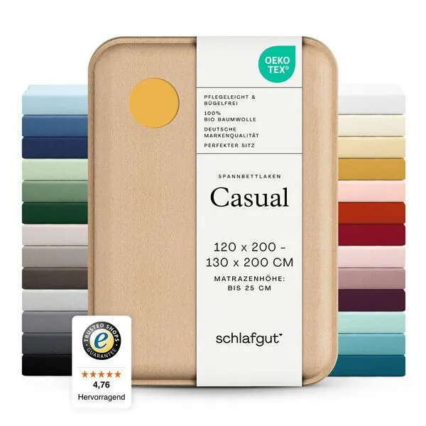 Schlafgut Schlafgut Spannbettlaken Casual Organic - 100% Biobaumwolle, Yellow deep, – Produktbild 4 von 5