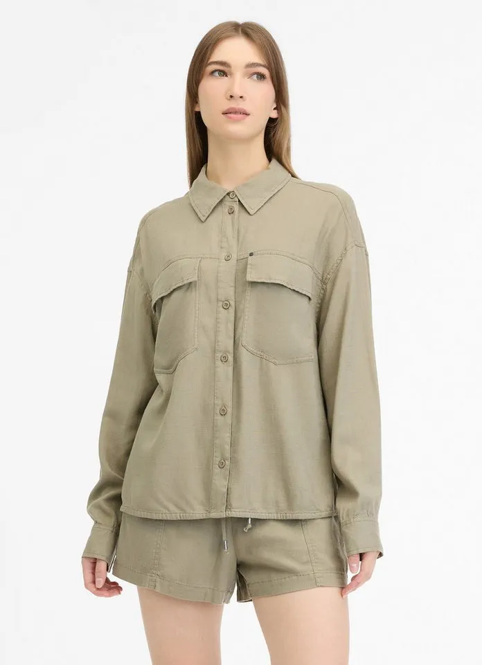 ragwear ragwear Langarmshirt JOCASTA mit Leinen, relaxed fit, Grün, – Produktbild 1 von 3