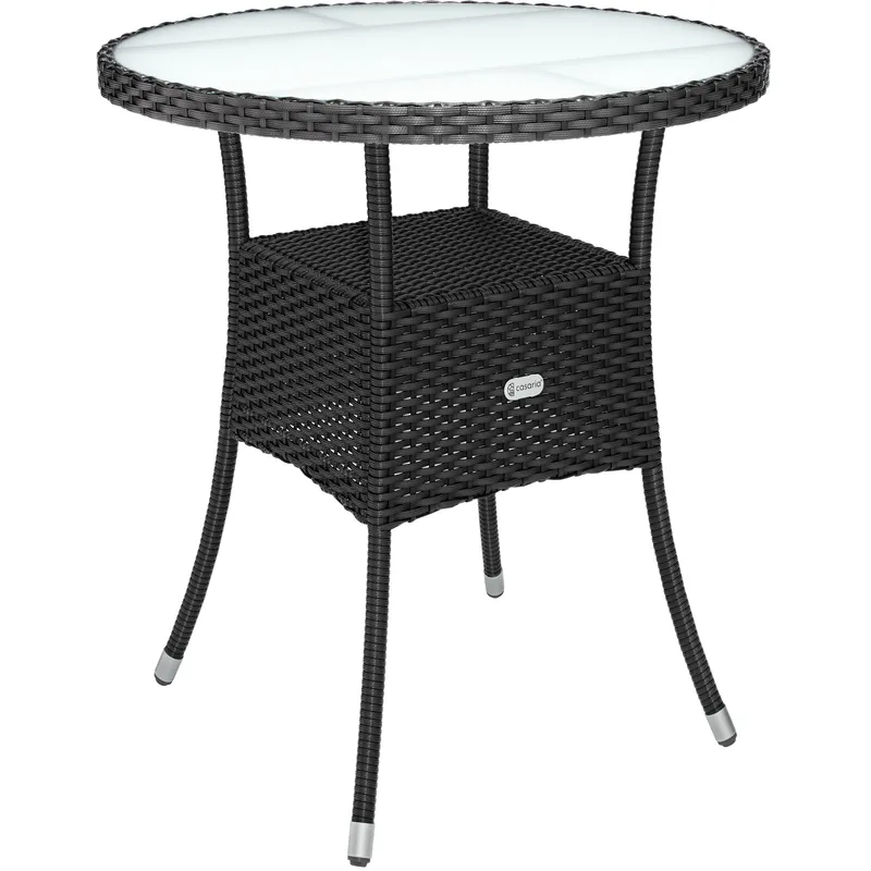 Casaria® Polyrattan-Tisch Schwarz rund Ø60cm, Schwarz, – Produktbild 1 von 2