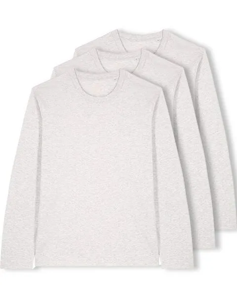 YTWOO YTWOO 3er Pack Unisex Basic Langarmshirts aus Bio-Baumwolle | Longsleeve | verschiedene Farbkombi | Mehrfachpack, Cremeweiß meliert, – Produktbild 1 von 4
