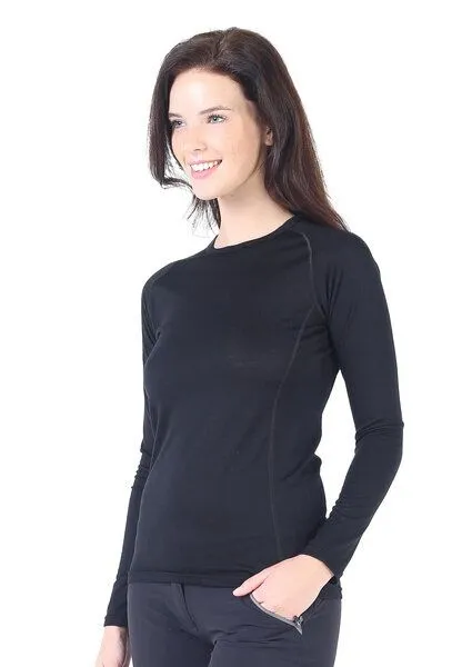 Woolona Woolona Langarmshirt - KONA - 100% Merinowolle, Schwarz, – Produktbild 3 von 4