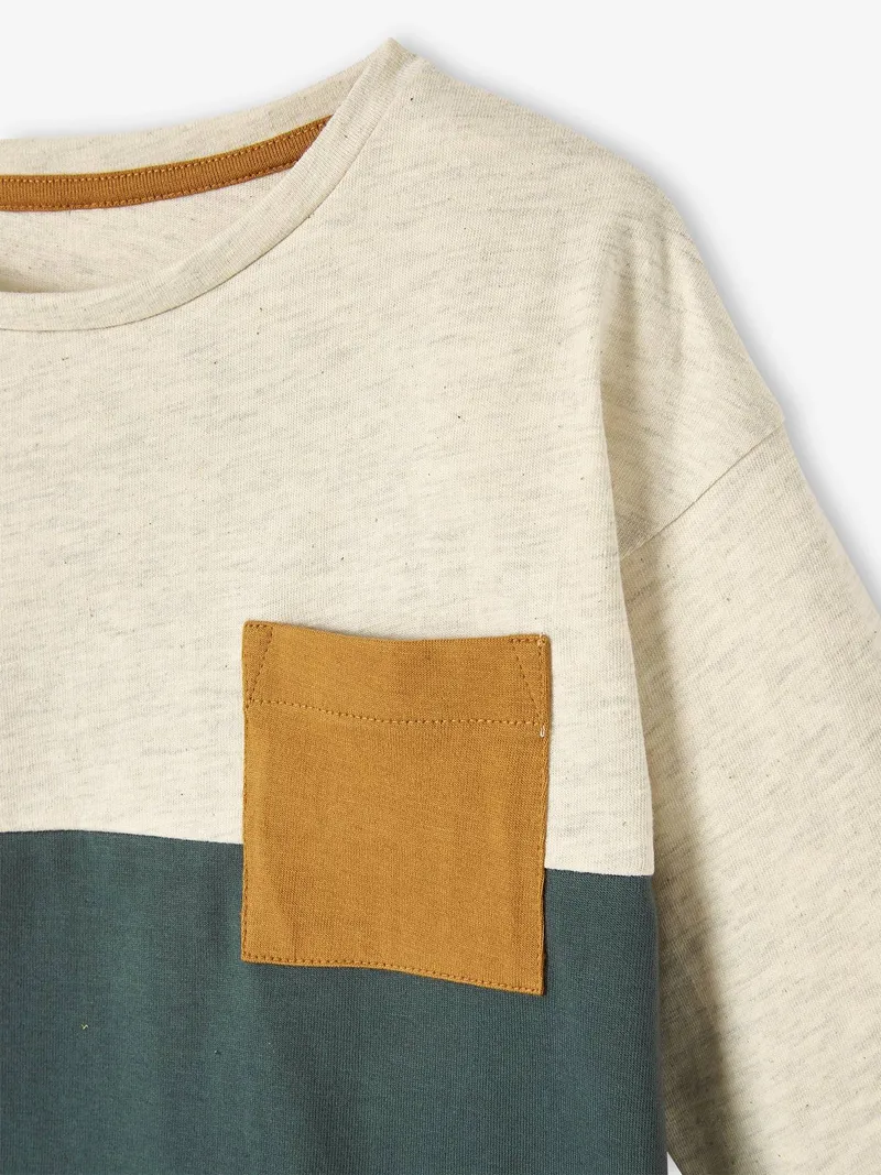 Vertbaudet Jungen Langarmshirt Colorblock, Hellbeige/salbei, – Produktbild 3 von 3