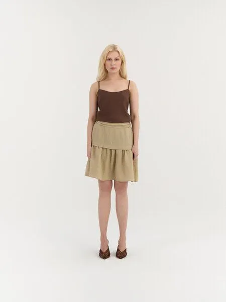 AmourLinen AmourLinen Gerafftes Leinenrock RAVENA, Beige (braun), – Produktbild 1 von 2