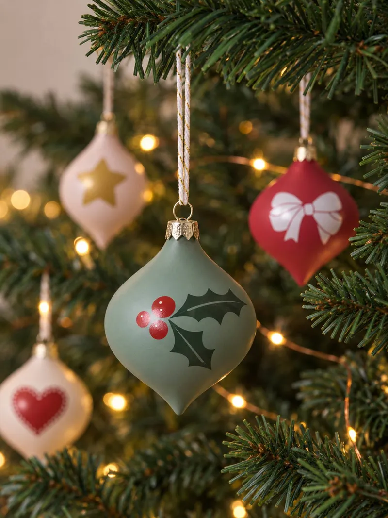 Vertbaudet 10er-Set Weihnachtsbaumkugeln in Tropfenform, Mehrfarbig, – Produktbild 3 von 4